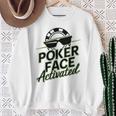 ポーカーフェイス活性化テキサスホールデムポーカーカード愛好家。 スウェットシャツ 年配の女性への贈り物