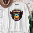 マルチカラー アート カラフル チンパンジー スウェットシャツ 年配の女性への贈り物