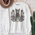 マンダラデザインのかわいい猫の曼荼羅。 長袖tシャツ スウェットシャツ 年配の女性への贈り物