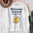 ミルウォーキービールと野球リリーフピッチャー スウェットシャツ 年配の女性への贈り物