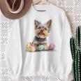 ヨーキー ヨークシャーテリア 犬種 ハッピーイースター メンズ レディース スウェットシャツ 年配の女性への贈り物