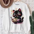 ラーメン猫かわいいアニメ猫ラーメン愛好家甘い スウェットシャツ 年配の女性への贈り物