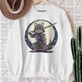古代忍者猫 日本の子猫 刀猫 サムライキャット スウェットシャツ 年配の女性への贈り物