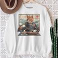 寿司好き ヴィンテージ 子猫 伝統 日本の芸術 猫 長袖tシャツ スウェットシャツ 年配の女性への贈り物