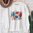 少年 赤 白 青 アメリカ国旗 7月4日 アイスキャンディー 愛国的 長袖tシャツ スウェットシャツ 年配の女性への贈り物