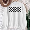 市松模様 チェッカーボード チェック カーレース フラッグパターン スウェットシャツ 年配の女性への贈り物