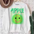 日本 りんご 青りんご かわいい 笑顔 スウェットシャツ 年配の女性への贈り物