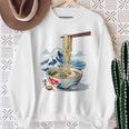 日本の麺スープ ラーメン 浮世絵 日本波 ヴィンテージ スウェットシャツ 年配の女性への贈り物