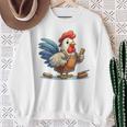 木彫りの鶏、かわいいデザイン スウェットシャツ 年配の女性への贈り物