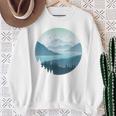 湖 森 風景 山 シルエット 長袖tシャツ スウェットシャツ 年配の女性への贈り物