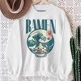 猫食べるラーメン キッズ&大人、日本の神奈川波ラーメン スウェットシャツ 年配の女性への贈り物
