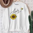 秋のひまわり マルハナバチ 面白いひまわり蜂 秋の愛 スウェットシャツ 年配の女性への贈り物