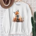 笑顔 水彩 キツネ 森林 動物 スウェットシャツ 年配の女性への贈り物