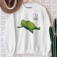 終わった、リラックスしているカエル、カエル好きの面白いカエル、カエル スウェットシャツ 年配の女性への贈り物