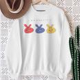 耳結びうさぎ 赤青黄 Cぽむこ かわいい うさぎ キャラクター 長袖tシャツ スウェットシャツ 年配の女性への贈り物