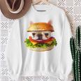 面白いtシャツ フレンチブルドッグ 犬 ハンバーガー メンズ グッズ かわいい おもしろ 面白い 服 ネタ 長袖tシャツ スウェットシャツ 年配の女性への贈り物