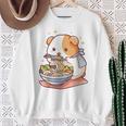 面白いモルモット 箸でラーメンを食べる アニメ 長袖tシャツ スウェットシャツ 年配の女性への贈り物