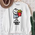 面白い漫画のキャラクターグラフィックが付いたクールでおいしいフライドポテト。 スウェットシャツ 年配の女性への贈り物