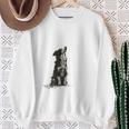 飼い主を見ているボーダーコリー 農場の犬 スウェットシャツ 年配の女性への贈り物