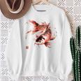 鯉 赤黒 アクアリウム ニシキゴイ 観賞魚 イラスト バックプリント スウェットシャツ 年配の女性への贈り物