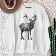 鹿 動物 プリント モチーフ 図面 イラスト ポートレート 鹿 スウェットシャツ 年配の女性への贈り物