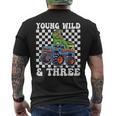 3Rd Birthday Monster Truck Young Wild And Three 3 Year Old Men's T-shirt Back Print