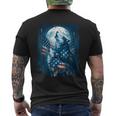 4Th Of July American Flag Wolf Howling Moon Wolves July 4Th Men's T-shirt Back Print
