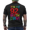 92歳 カラフル Happy Birthday Its My 92Th Birthday メンズTシャツ バックプリント