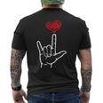 Asl I Love You Hand Heart アメリカ手話 メンズTシャツ バックプリント