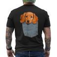 Beagle In My Pocket シャツ かわいい子犬 ダックスフンド ドッグシャツ メンズTシャツ バックプリント