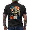 Bigfoot Merica Rock Patriotic American Flag 4Th Of July Men's T-shirt Back Print
