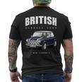 British Classic Car ダークブルー ミニスポーツカー メンズTシャツ バックプリント