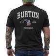 Burton Michigan Mi ヴィンテージ アメリカ国旗 スポーツデザイン メンズTシャツ バックプリント