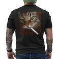 Cat Meme Cat Smoking Cigarette Men's T-shirt Back Print