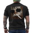Cat Meme Wearing Sunglass And Smoking Cigarette Gangster Cat Men's T-shirt Back Print