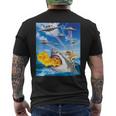 Cat Riding Fire Breathehark レインボー レーザー タコス メンズTシャツ バックプリント