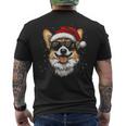 Corgi サンタハット 面白い かわいい 犬 ママ お父さん クリスマス メンズTシャツ バックプリント