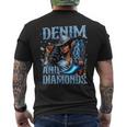 Denim And Diamonds African Melanin Swag Cowgirls Western Men's T-shirt Back Print