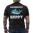 Dolphinately Happy ドルフィンズ イルカ 哺乳類 海 Dolphin ドルフィン メンズTシャツ バックプリント