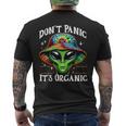 Don't Panic It's Organic Alien Ufo 面白いプリント メンズTシャツ バックプリント