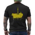Dortmundkyline ドルトムントのスカイライン 黄色い絵 ドルトムント好きにはたまらないファンアート メンズTシャツ バックプリント