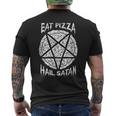 Eat Pizza Hailatan オカルト 反キリスト 悪魔的なサタニズム メンズTシャツ バックプリント