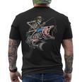 Fishing American Flag Bass Fish Skull Skeleton Fisherman Men's T-shirt Back Print