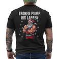 Frohen Pump Ihr Lappen 筋肉質サンタジム メンズTシャツ バックプリント