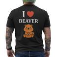 Baby Beavers Minimalist Cute I Love Beaver メンズTシャツ バックプリント