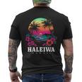 Haleiwa ハワイ ハワイアン ハイビスカス 花 サーファー お土産 メンズTシャツ バックプリント
