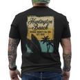 Huntington Beachurf City California アンティーク調サーフィン メンズTシャツ バックプリント