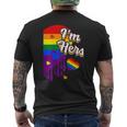 I'm Hers &He's Mine 虹のハート Lgbtq プライド デザイン メンズTシャツ バックプリント
