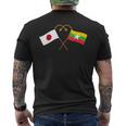 Japanese Flag Myanmar Flag ミャンマー遺産 ミャンマーのルーツ 日本の国旗 ミャンマーの国旗 メンズTシャツ バックプリント
