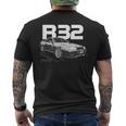 Jdm R32 ドリフトカー メンズTシャツ バックプリント